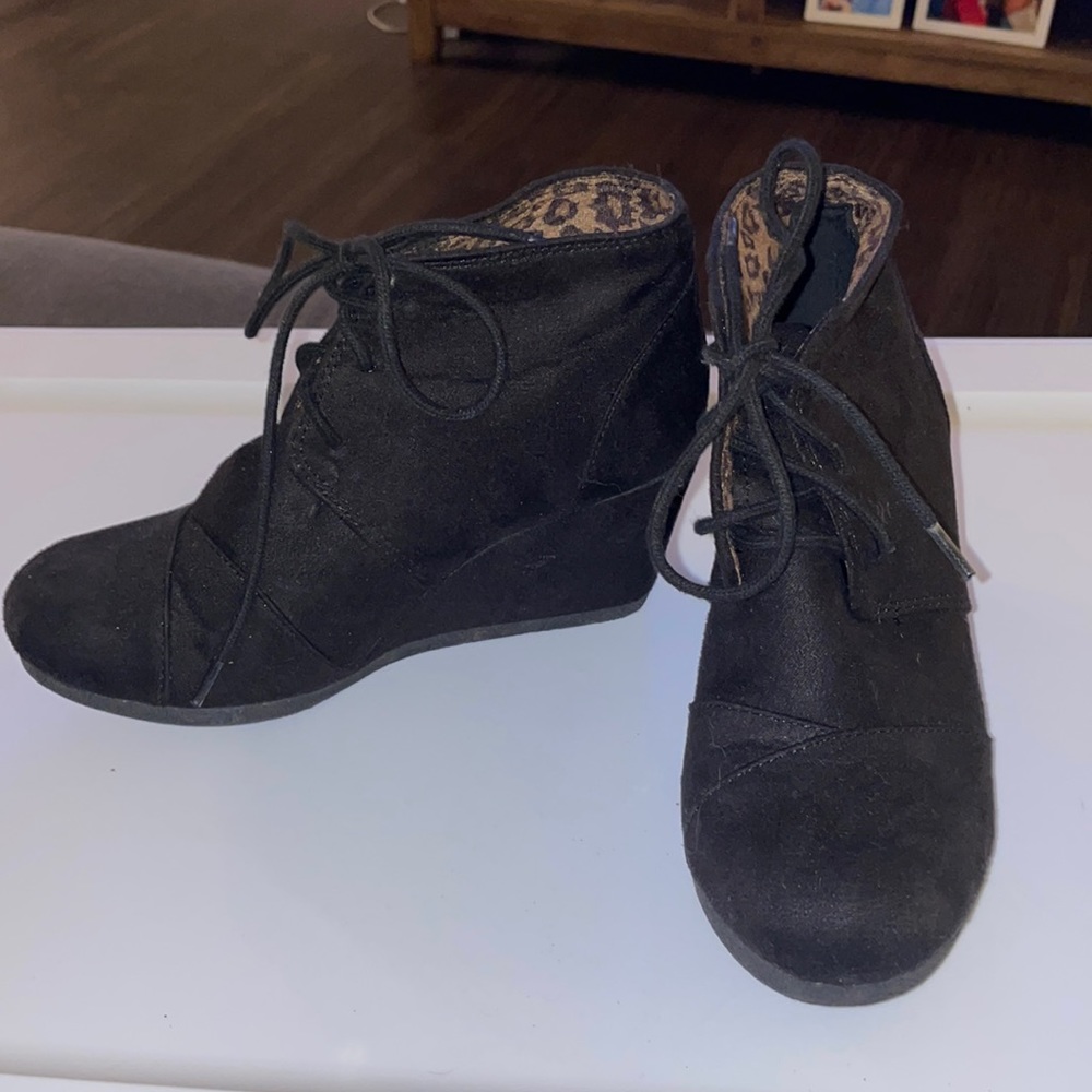 Black Wedge Booties